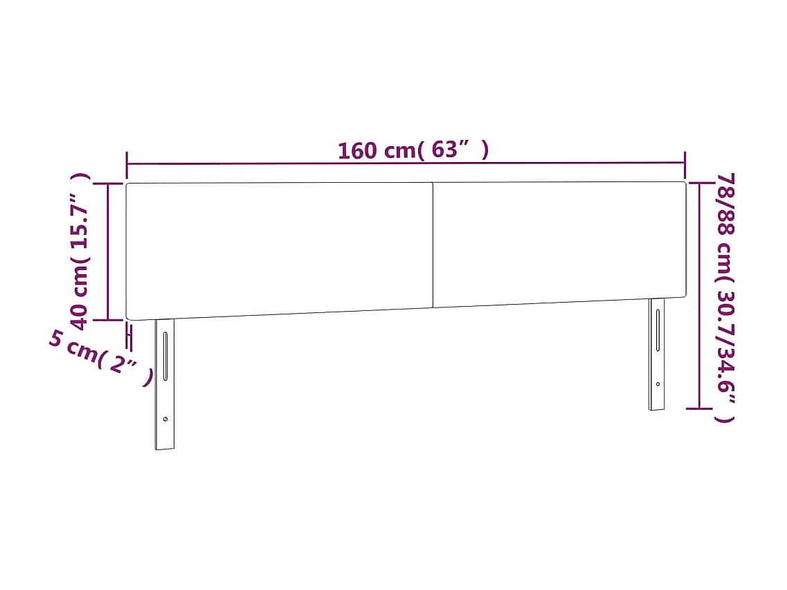 Tête de lit à LED Marron Foncé 160x5x78/88 cm Tissu