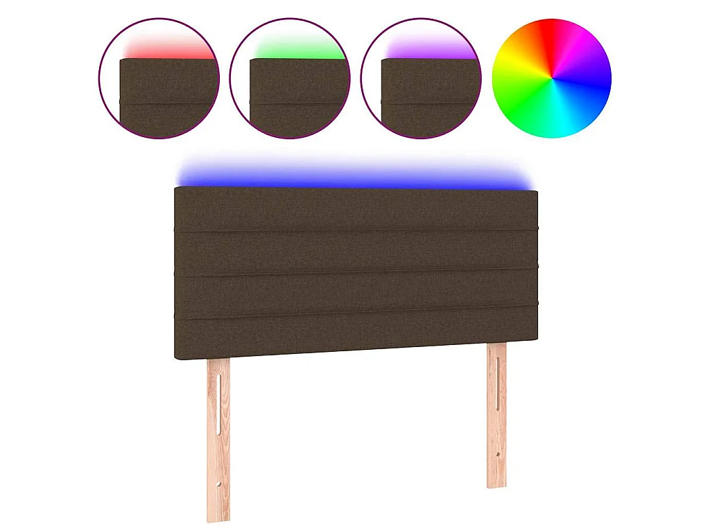 Tête de lit à LED Marron Foncé 100x5x78/88 cm Tissu
