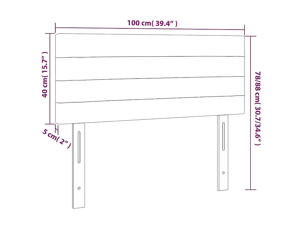 Tête de lit à LED Marron Foncé 100x5x78/88 cm Tissu