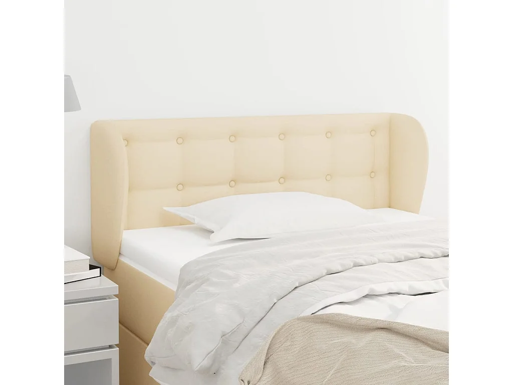 Testiera ad Orecchio Crema 93x23x78/88 cm in Tessuto