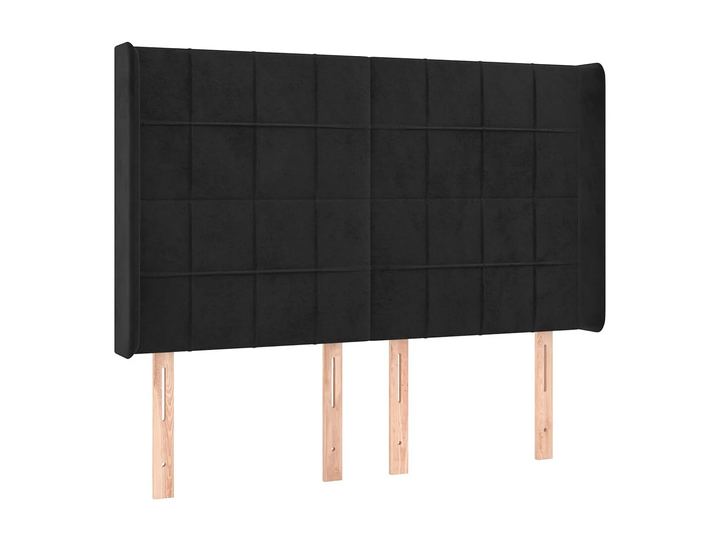 Tête de lit avec oreilles Noir 147x16x118/128 cm Velours