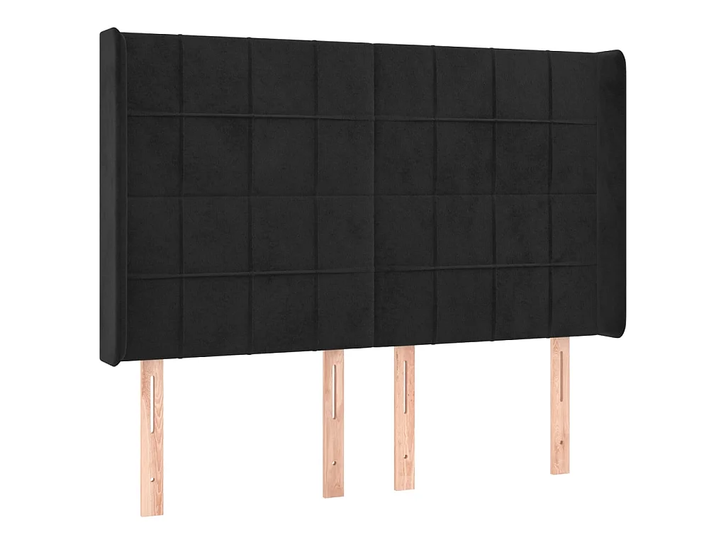 Tête de lit avec oreilles Noir 147x16x118/128 cm Velours