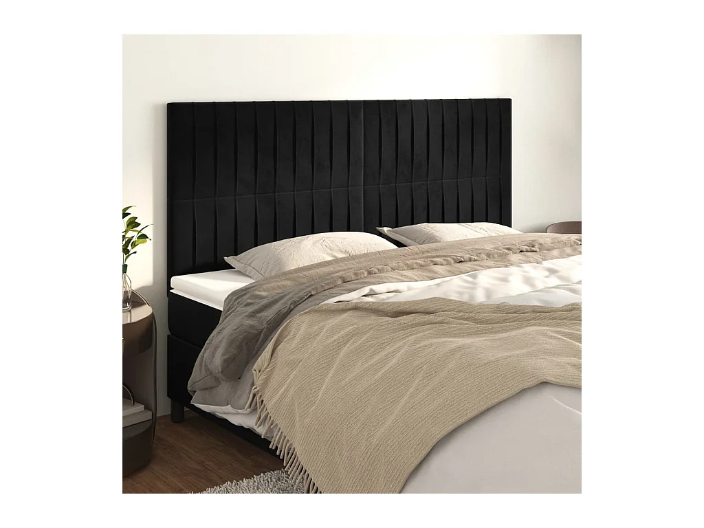 Têtes de lit 4 pcs Noir 90x5x78/88 cm Velours