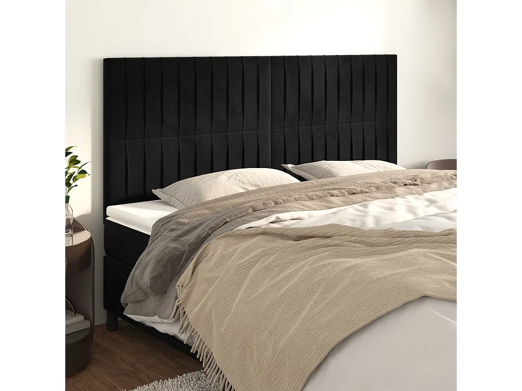 Hoofdbord zwart 180x5x118/128 cm fluweel