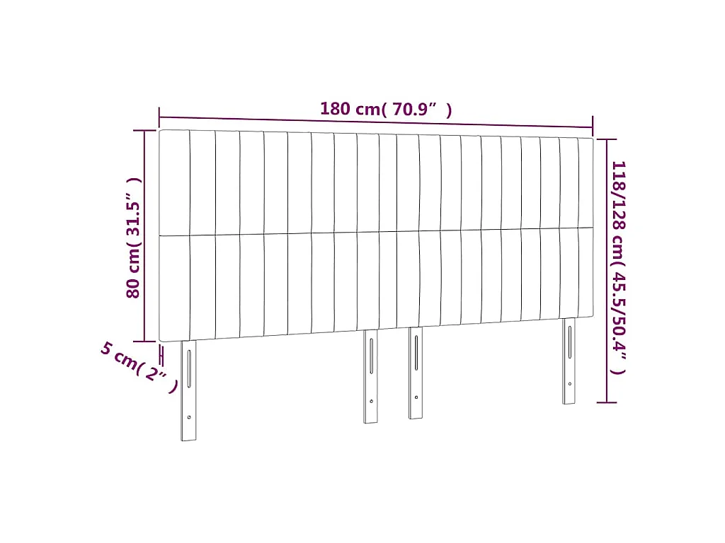Kopfteil Schwarz 180x5x118/128 cm Samt
