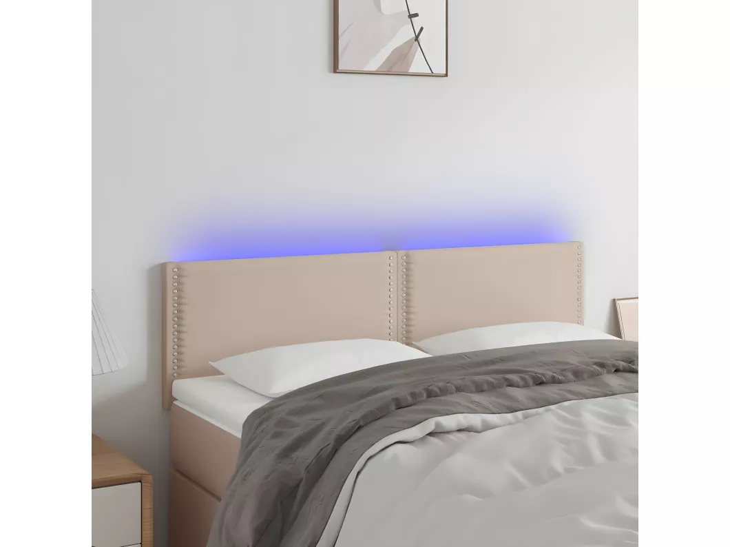 Kauf Unique LED Kopfteil Cappuccino-Braun 144x5x78/88 cm Kunstleder