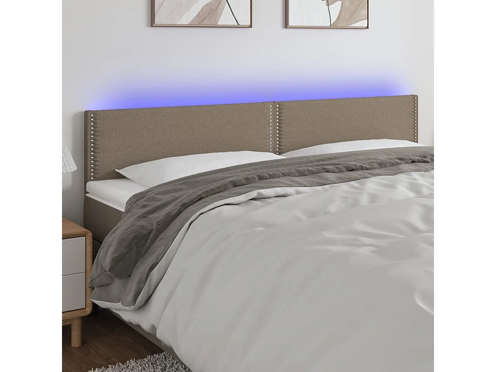 Hoofdbord LED 200x5x78/88 cm stof taupe
