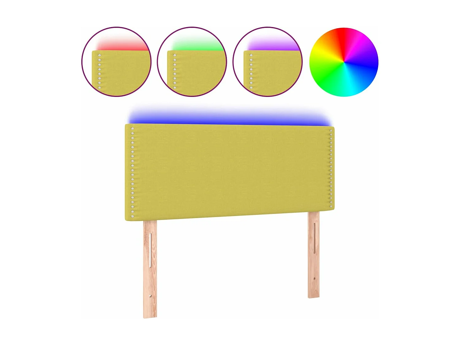 Testiera a LED Verde 80x5x78/88 cm in Tessuto