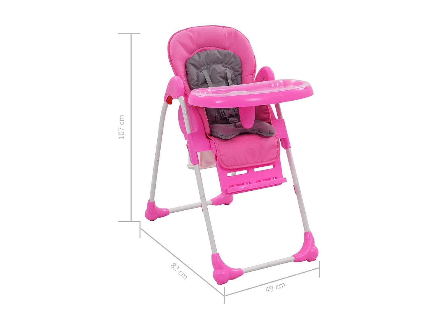 Chaise haute pour bébé Rose et gris