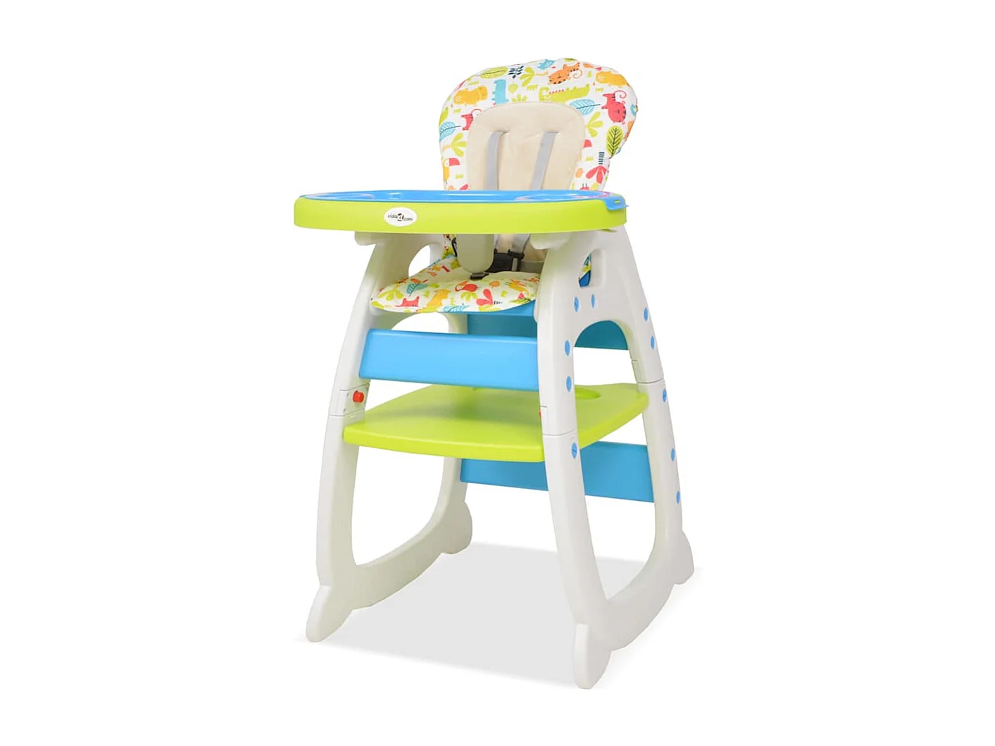 Cadeira de refeição conversível 3 em 1 com mesa azul e verde