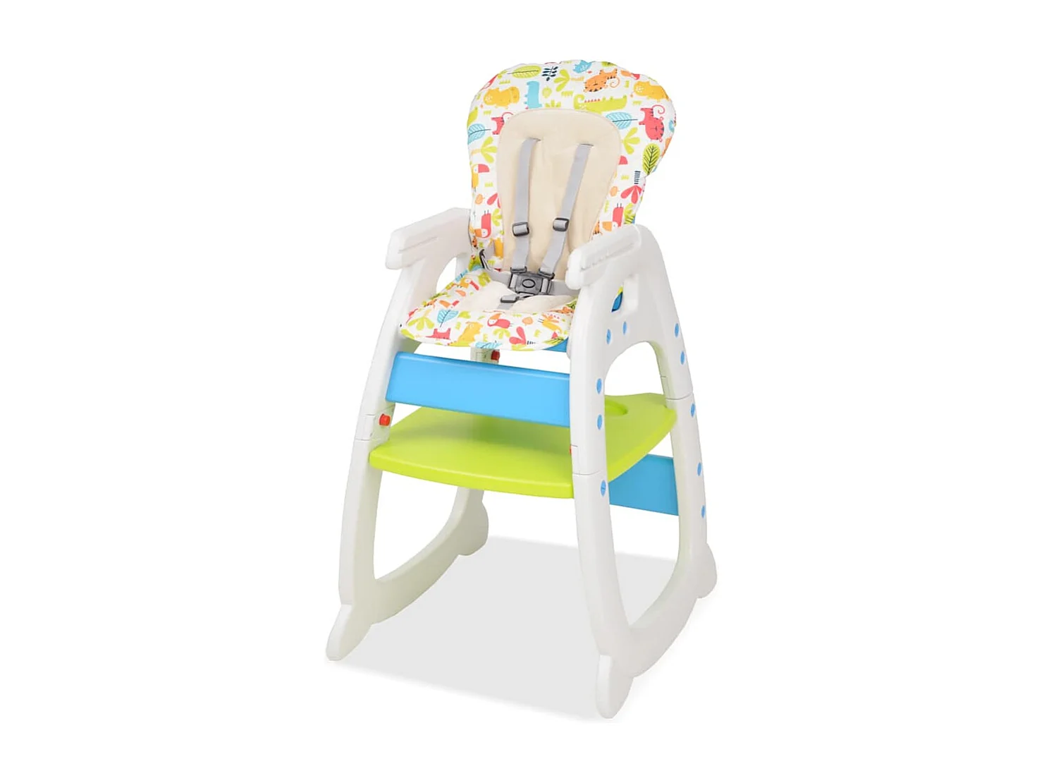 Cadeira de refeição conversível 3 em 1 com mesa azul e verde