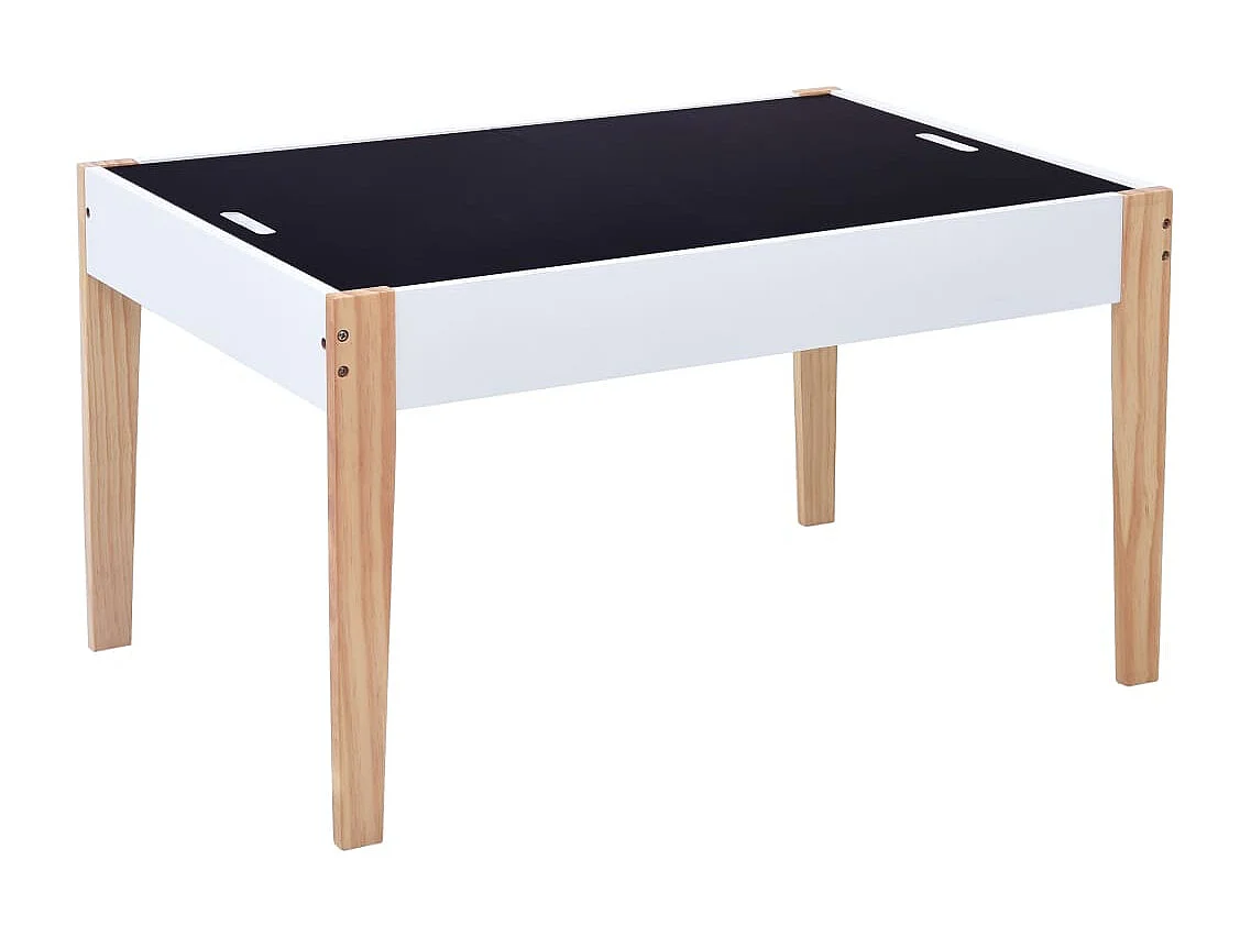 Ensemble de table et chaises pour enfants 3 pcs Noir et blanc