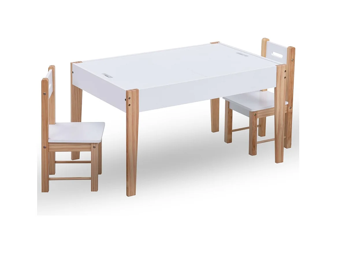 Ensemble de table et chaises pour enfants 3 pcs Noir et blanc