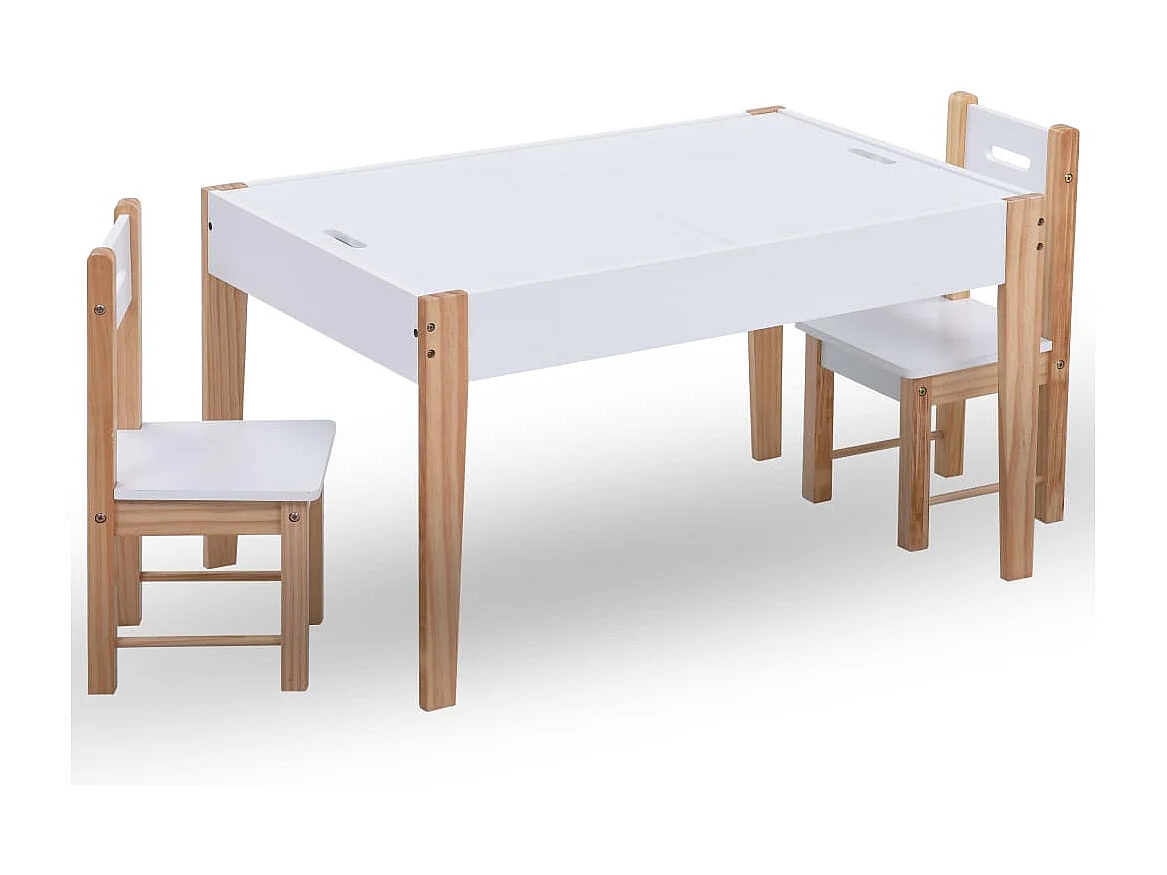 Ensemble de table et chaises pour enfants 3 pcs Noir et blanc