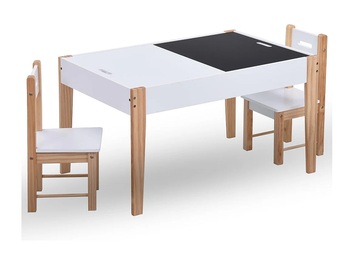 Ensemble de table et chaises pour enfants 3 pcs Noir et blanc