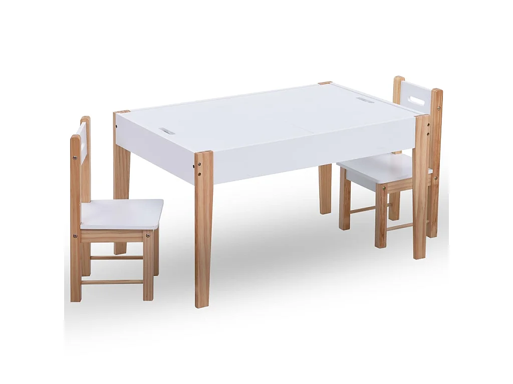 Ensemble de table et chaises pour enfants 3 pcs Noir et blanc