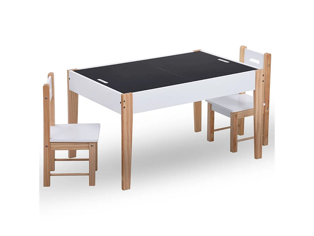 Ensemble de table et chaises pour enfants 3 pcs Noir et blanc