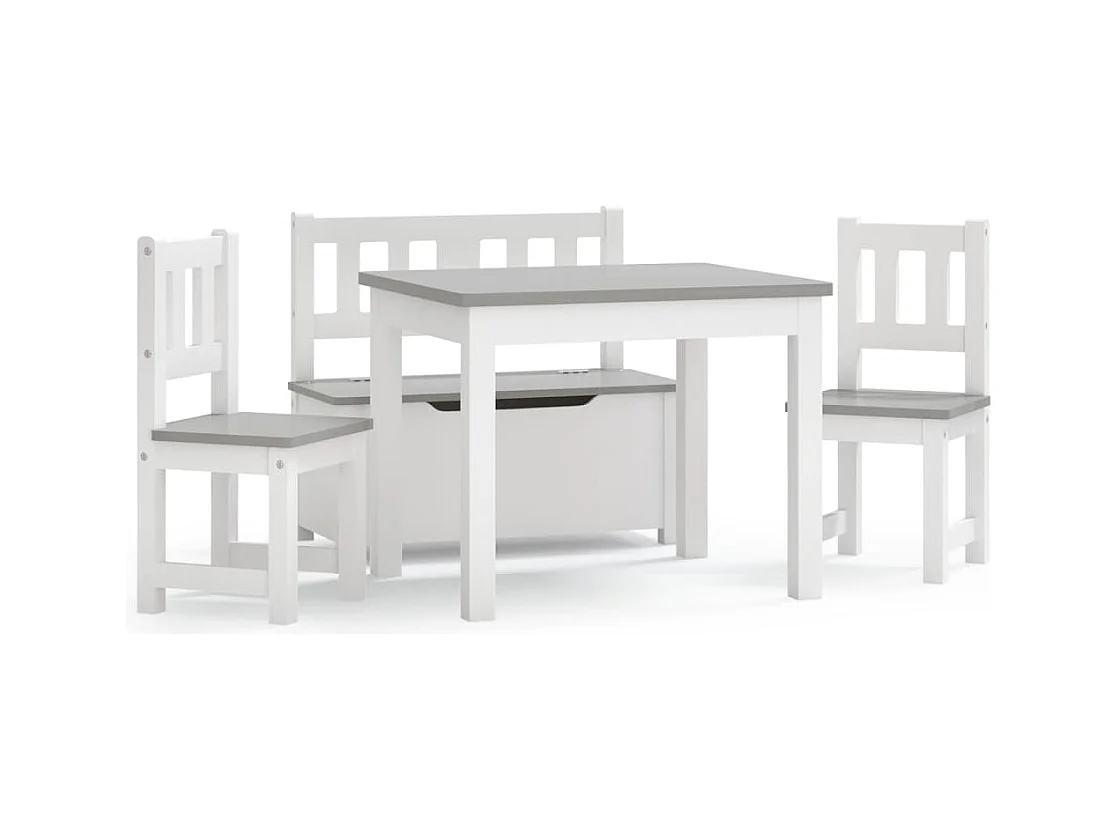 Mesa y sillas infantiles 4 piezas MDF blanco y gris