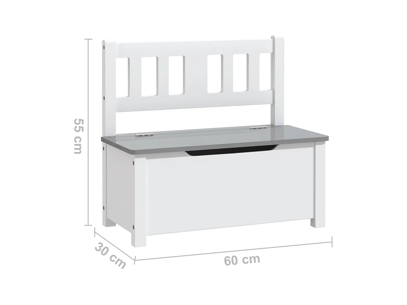 Mesa y sillas infantiles 4 piezas MDF blanco y gris