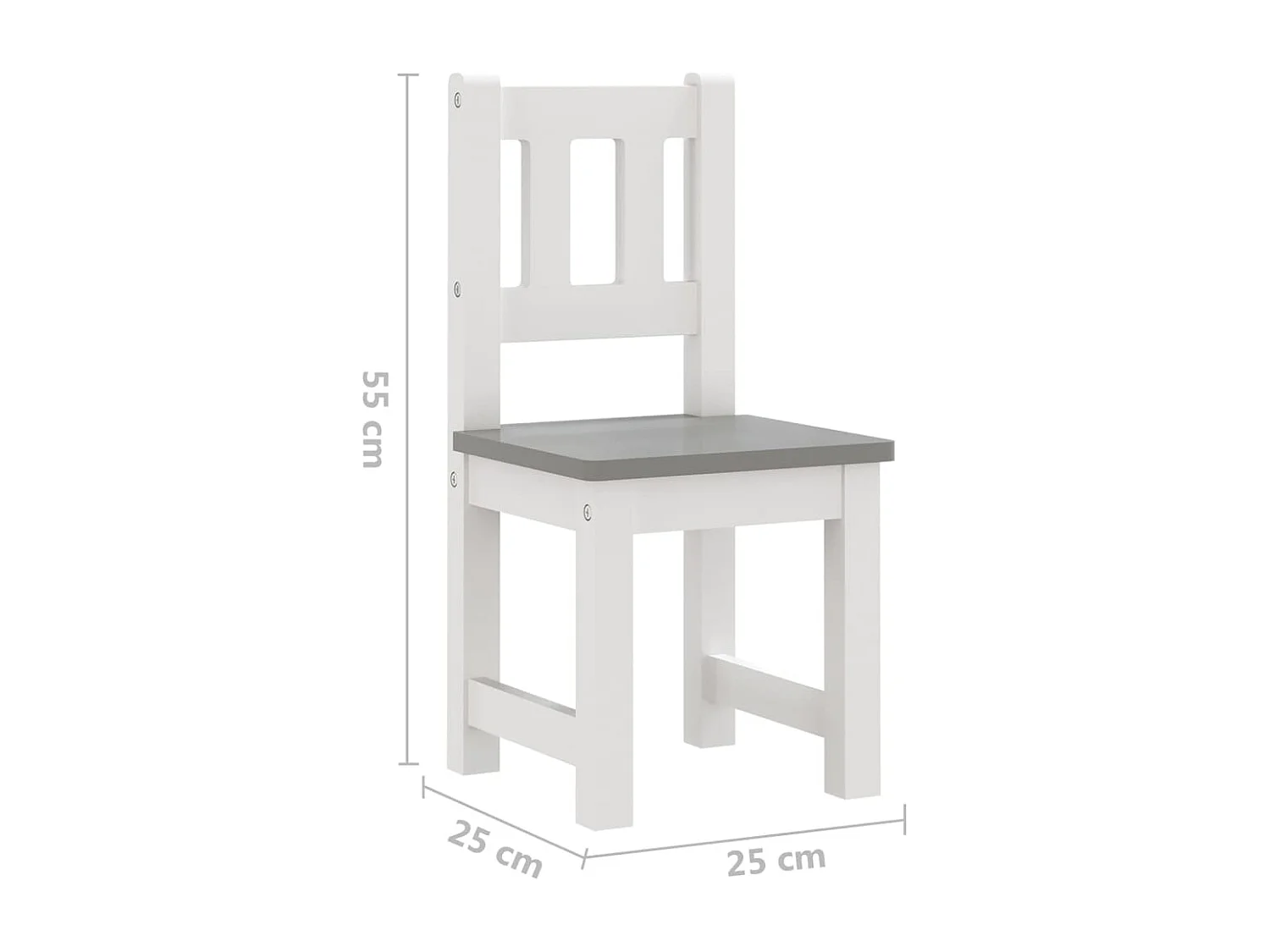 Ensemble de table et chaises enfants 4 pcs Blanc et gris MDF