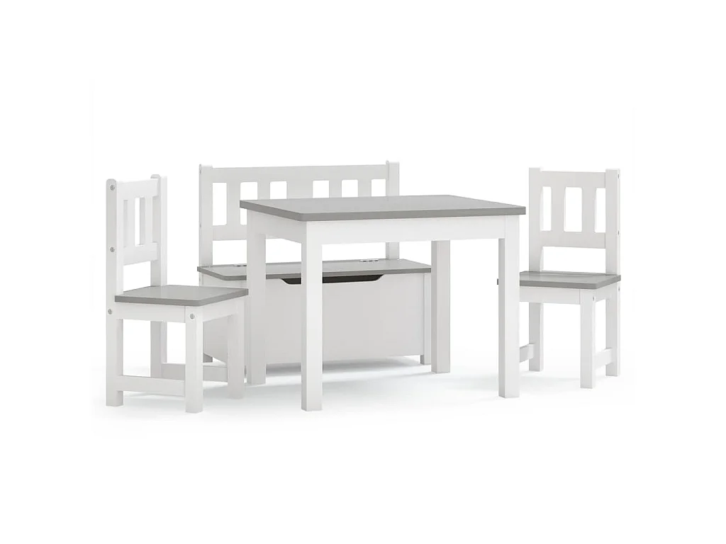 3-delige Kindertafel- en stoelenset MDF wit en grijs