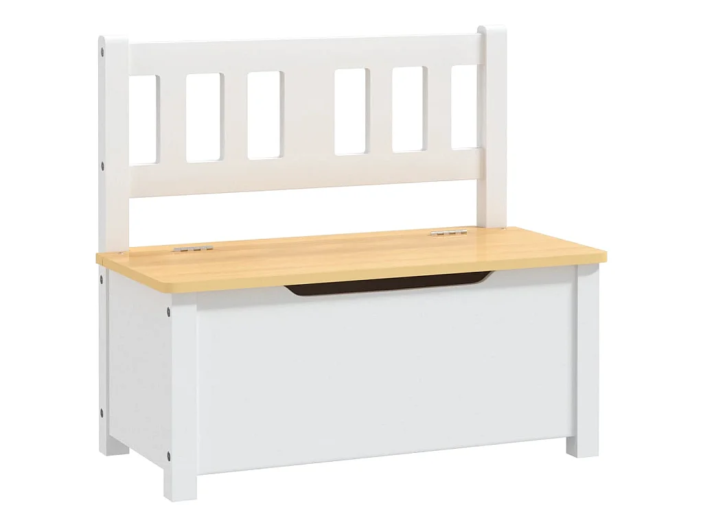 Banco de arrumação infantil 60x30x55 cm MDF branco e bege