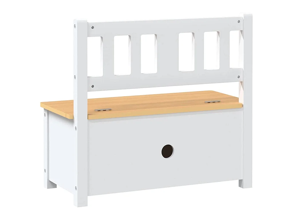 Banc de rangement pour enfants Blanc et beige 60x30x55 cm MDF