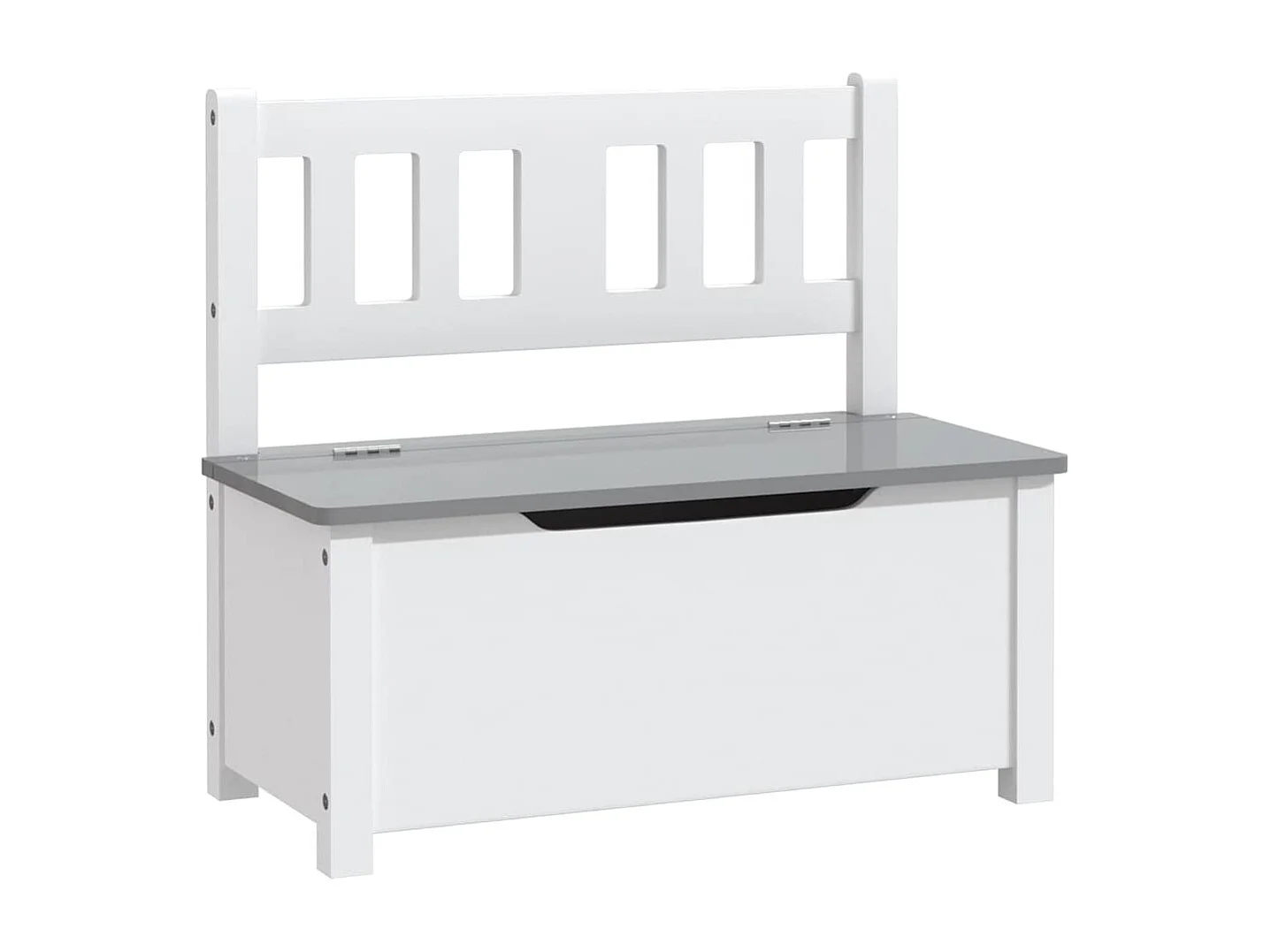 Banc de rangement pour enfants Blanc et gris 60x30x55 cm MDF