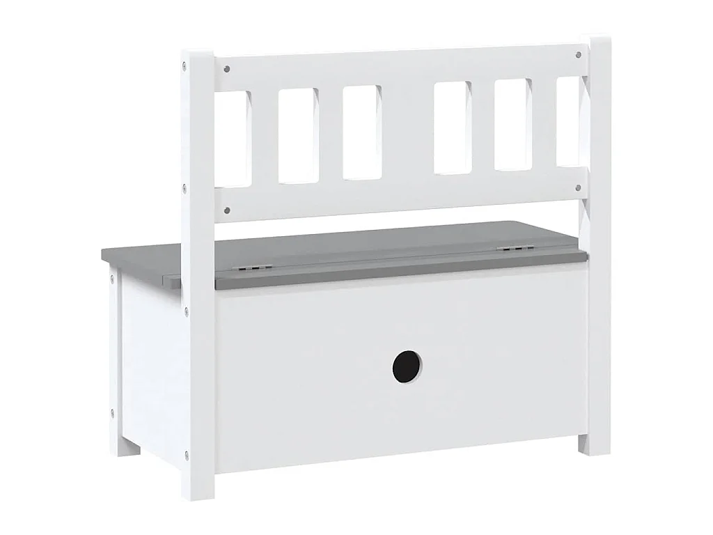 Cassapanca per Bambini Bianca e Grigia 60x30x55 cm in MDF