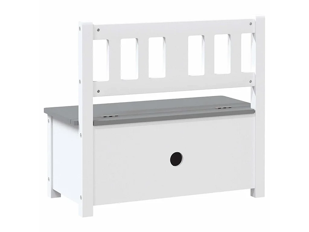 Banc de rangement pour enfants Blanc et gris 60x30x55 cm MDF
