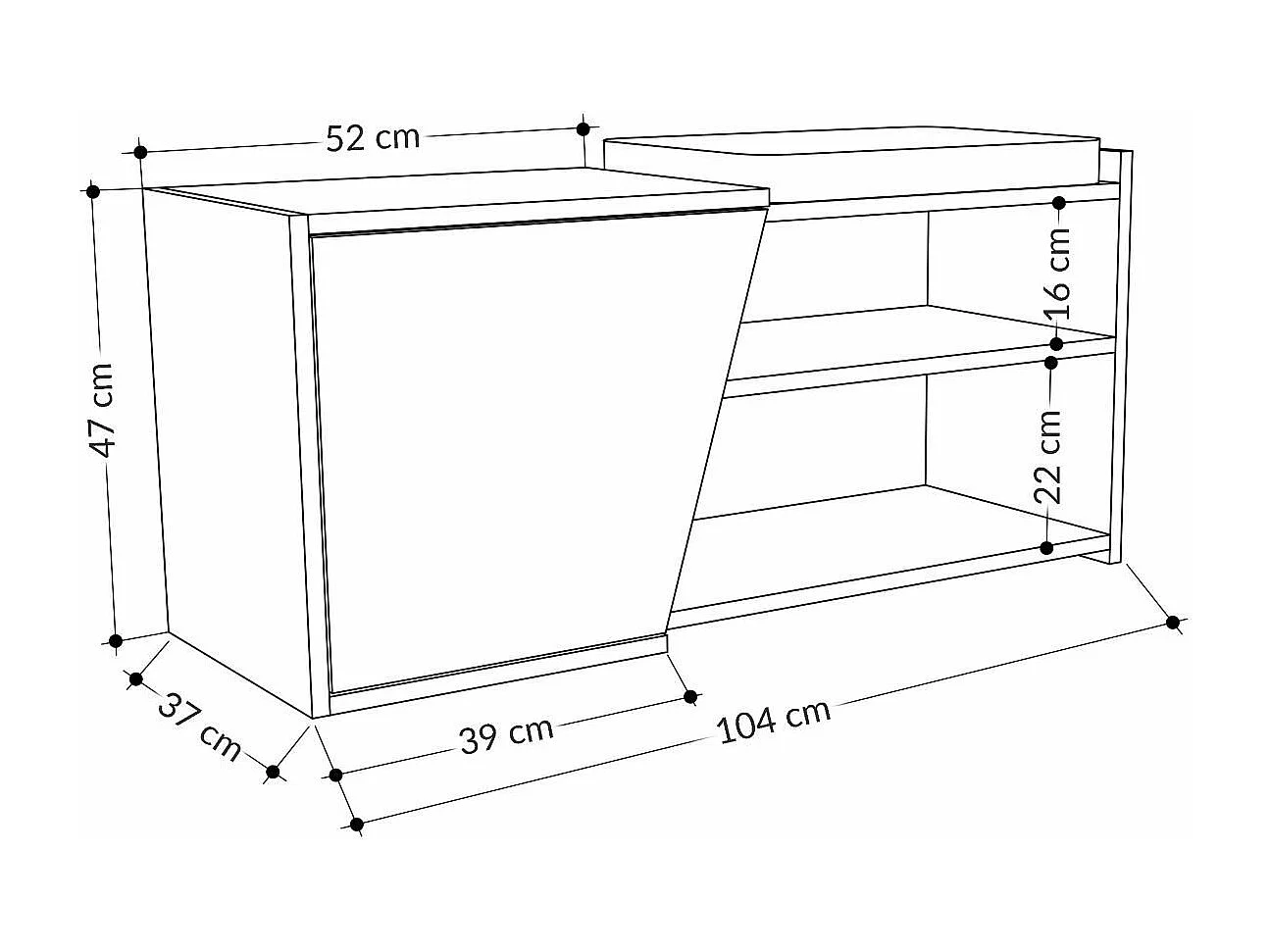 Schuhschrank 1 Tür L104 cm - Fiona