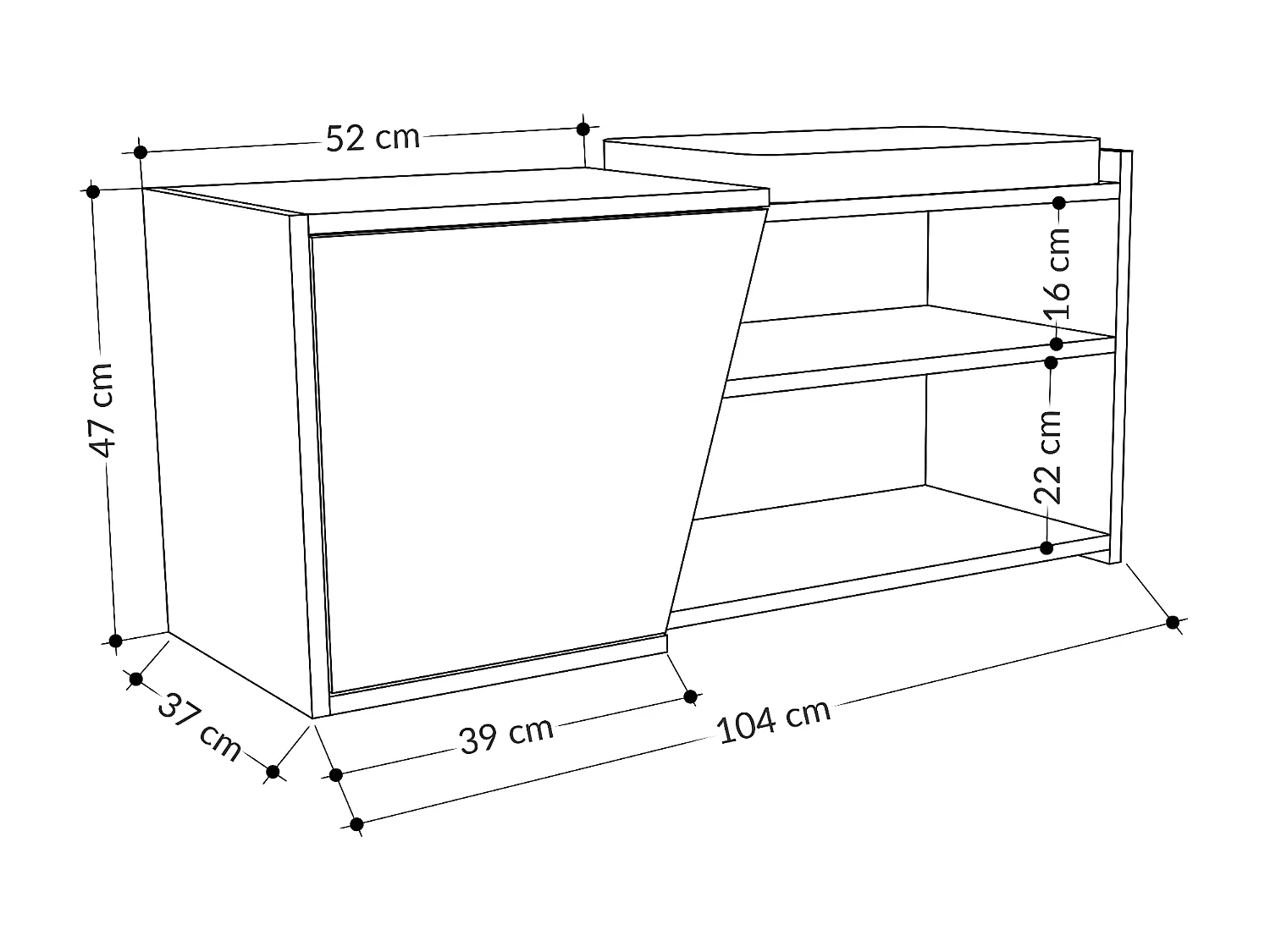 Banco de zapatos 1 puerta L104 cm - Fiona