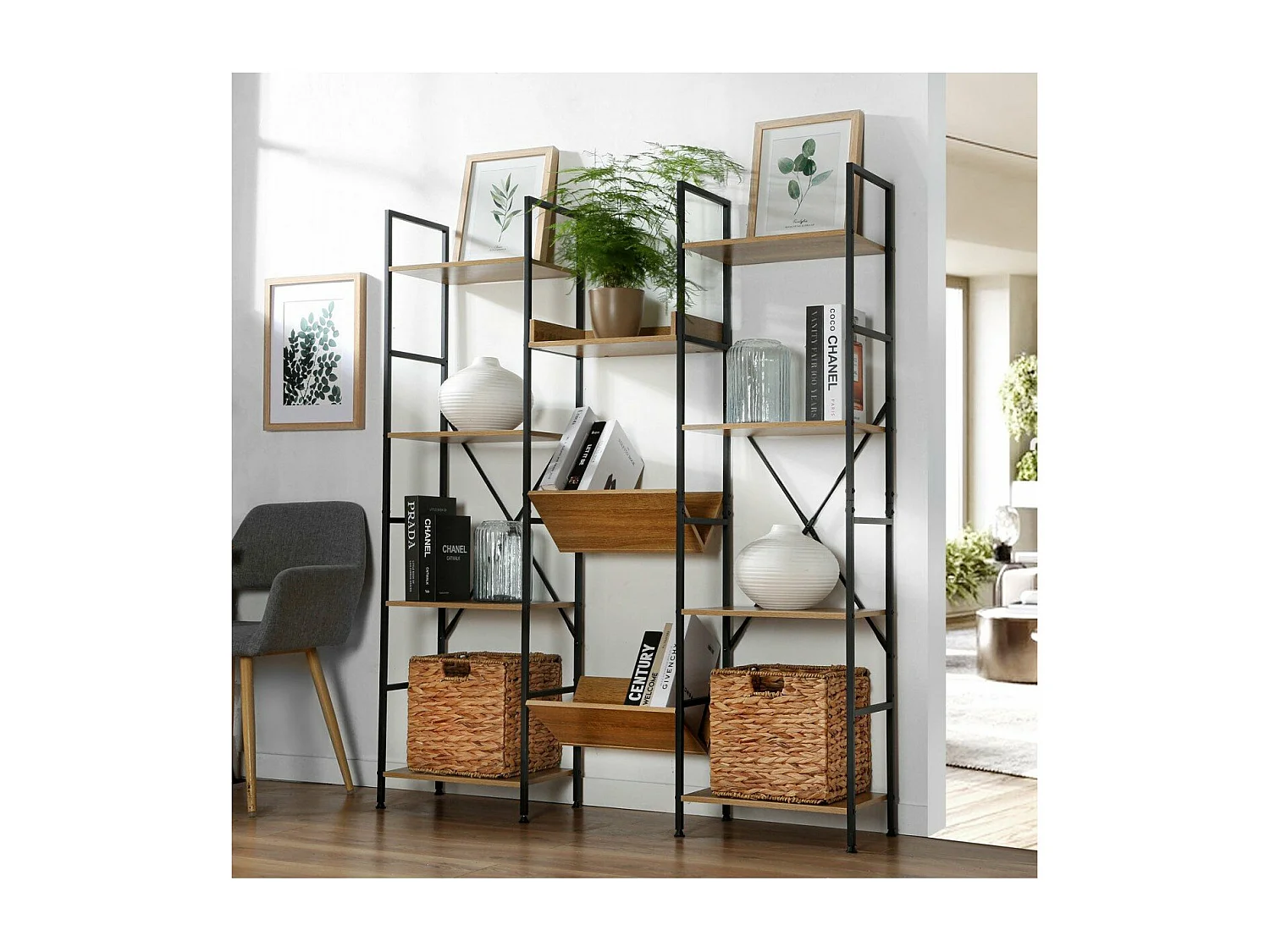 Scaffale 11 Livelli Stile Industriale - L125 x A150 cm