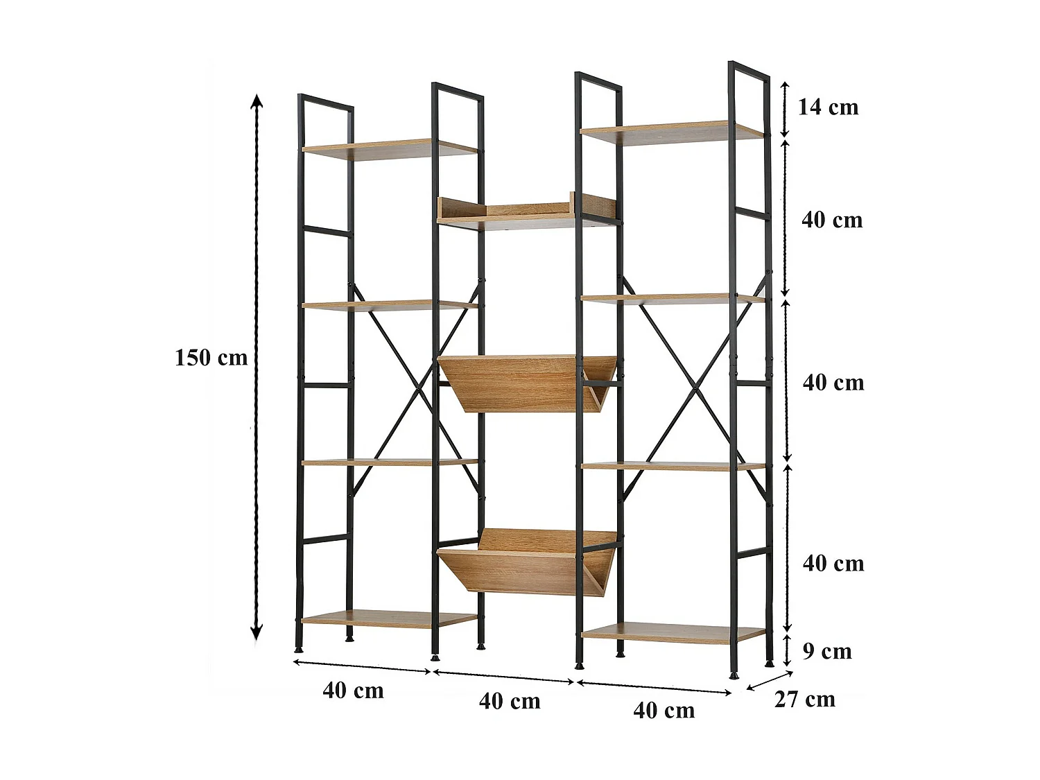 Rek 11 Niveaus Industriële Stijl - L125 x H150 cm