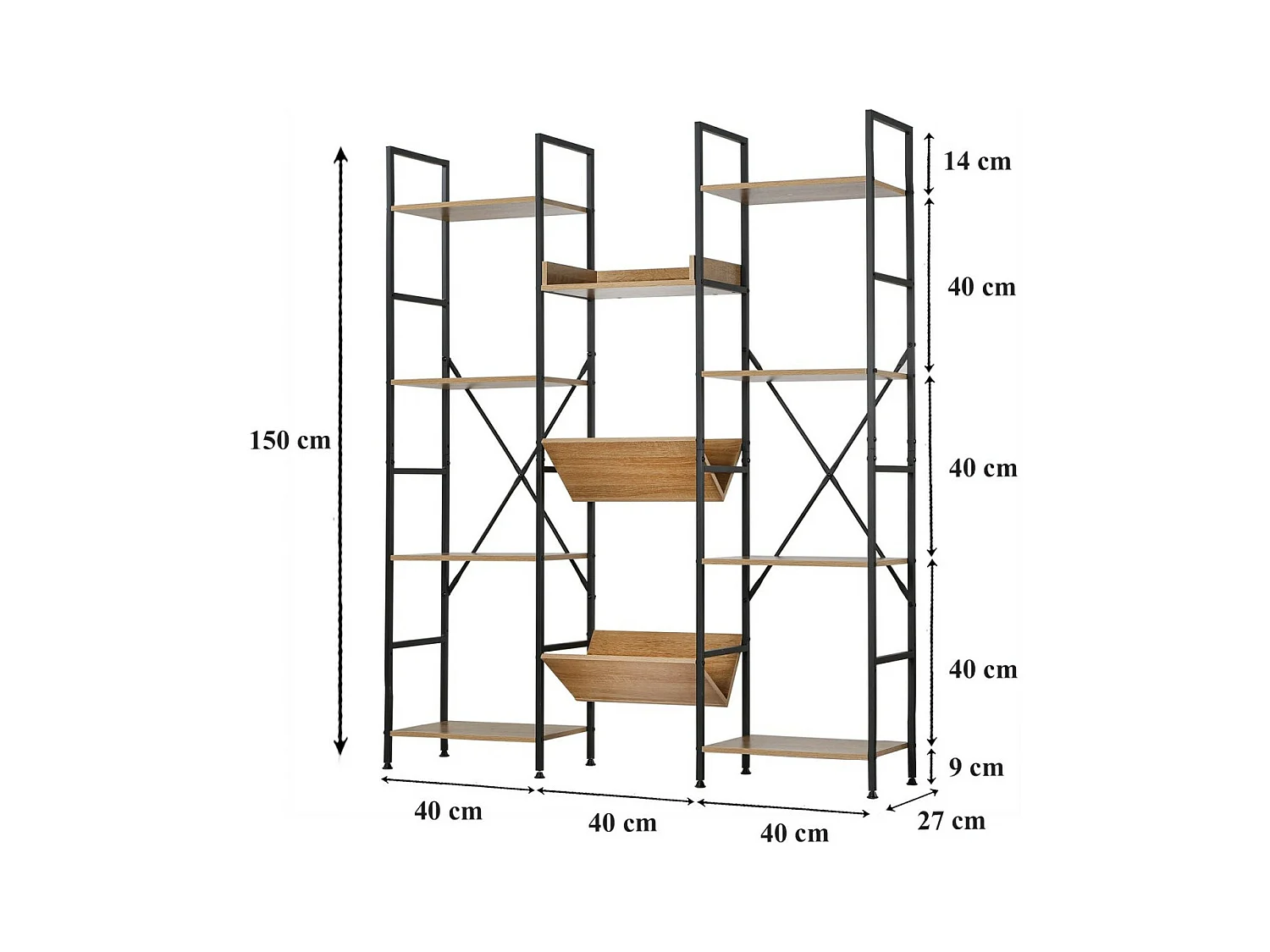 Rek 11 Niveaus Industriële Stijl - L125 x H150 cm
