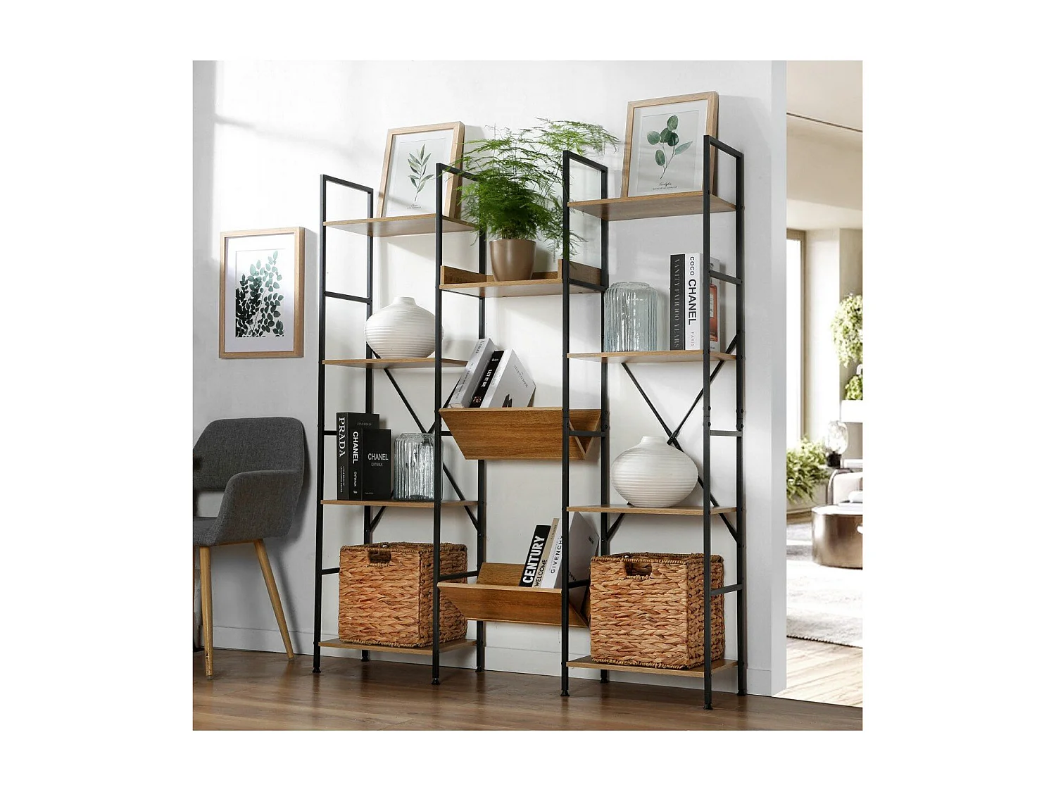 11-poziomowa półka w stylu industrialnym - dł. 125 x wys. 150 cm