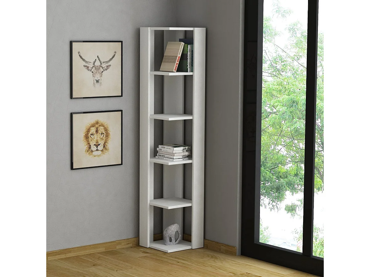 Hoekrek 5 planken wit H161 cm - Nati