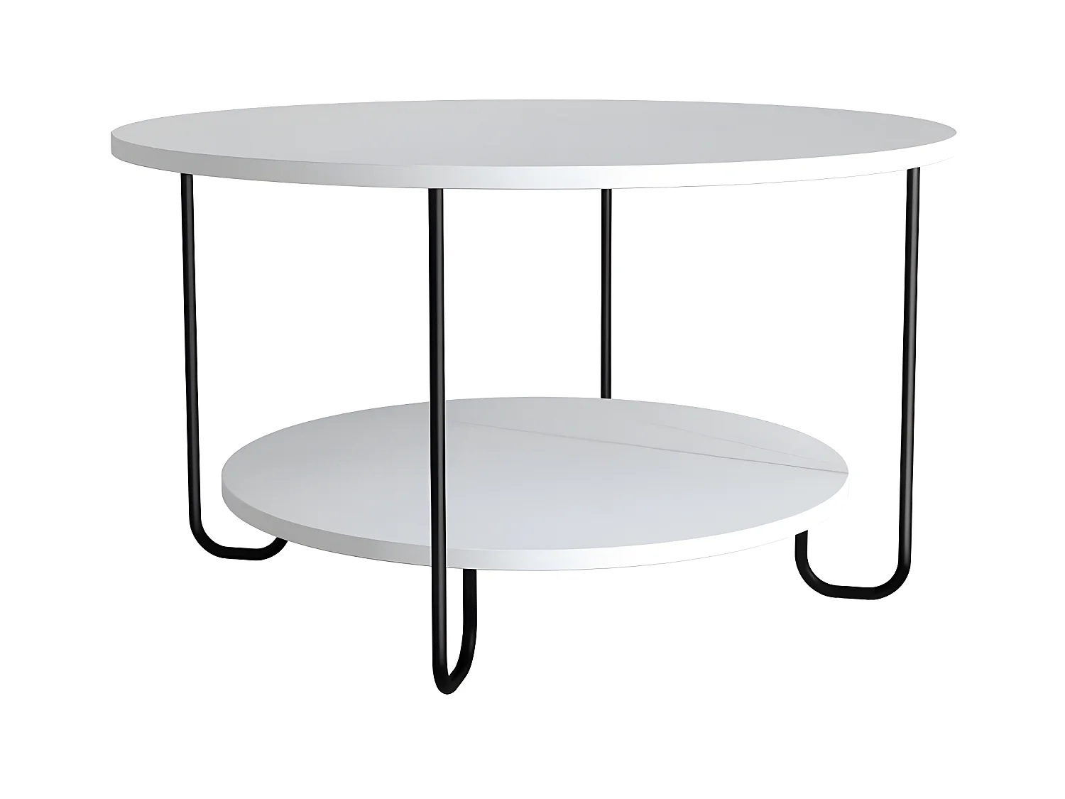Table basse avec 2 plateaux et pieds en métal, Diam 80 cm - CORRO