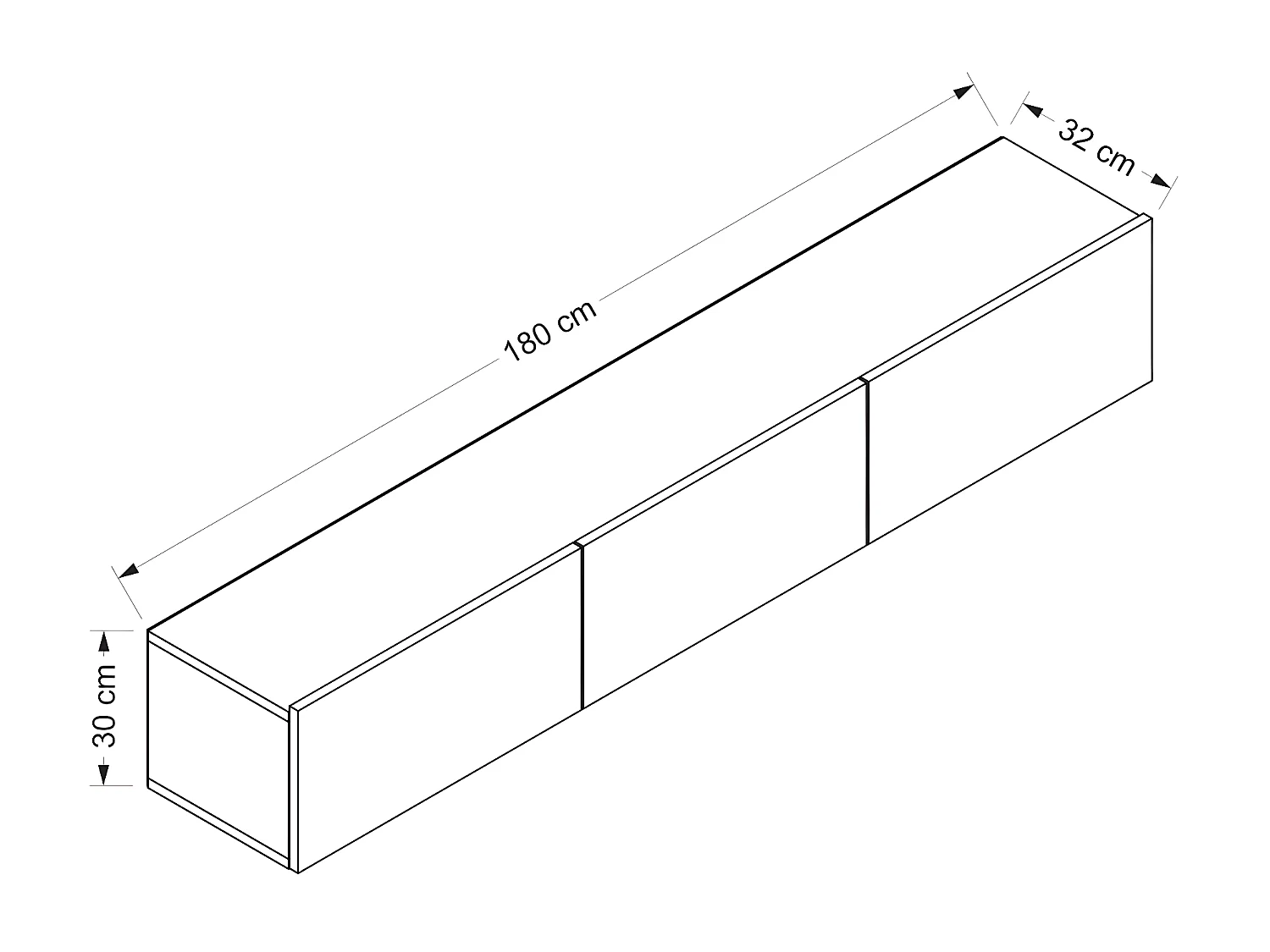 Mueble TV suspendido 3 puertas blanco L180 cm - Rigel