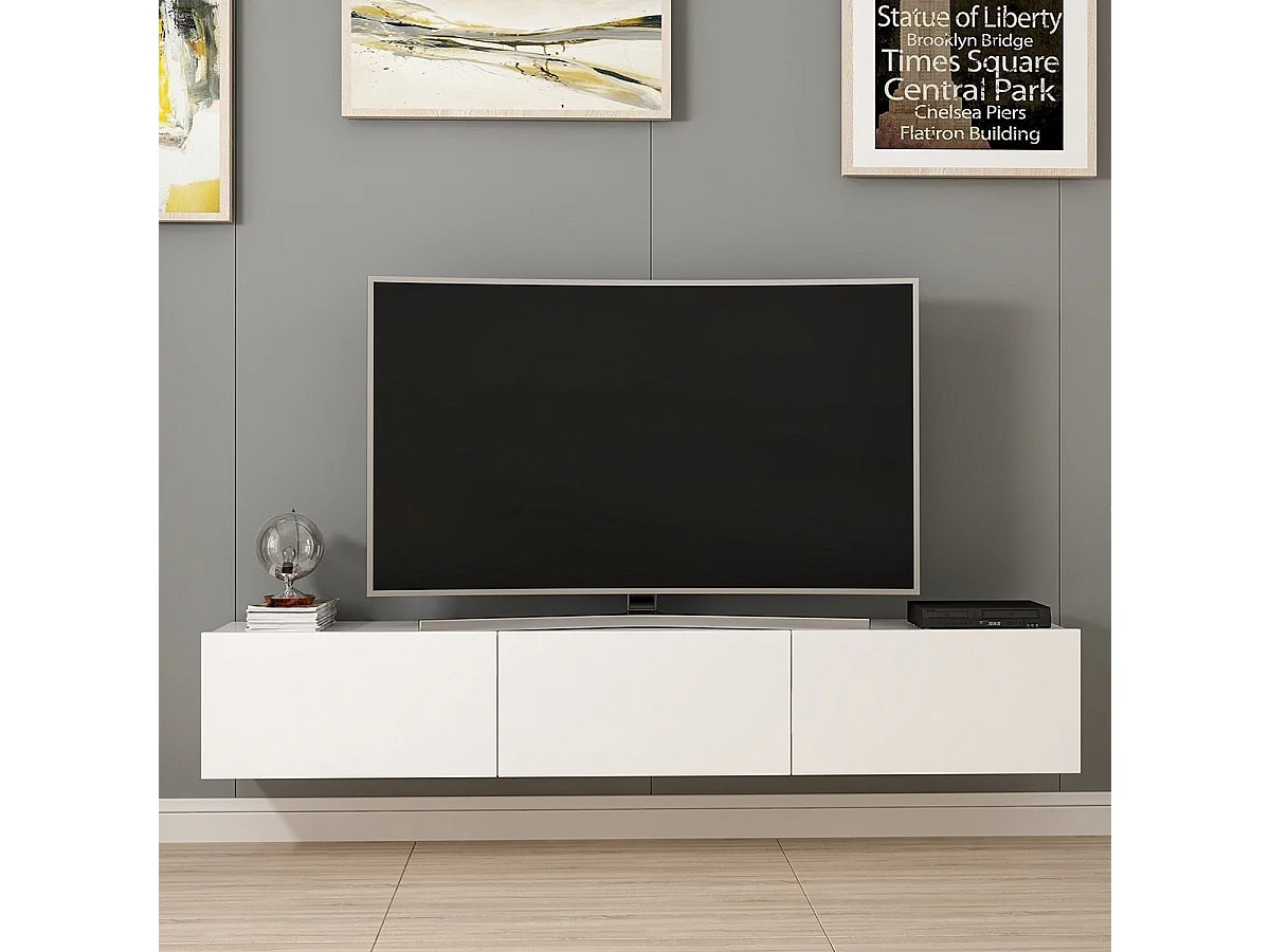 Mobile TV sospeso 3 ante bianco L180 cm - Rigel