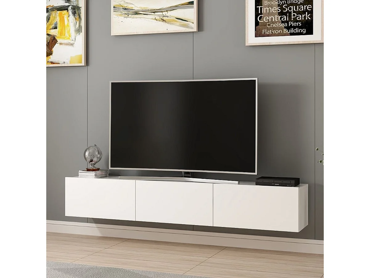Mobile TV sospeso 3 ante bianco L180 cm - Rigel