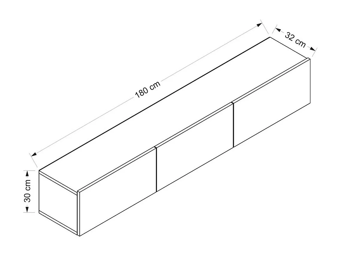 Meuble TV suspendu 3 portes blanc L180 cm - Rigel