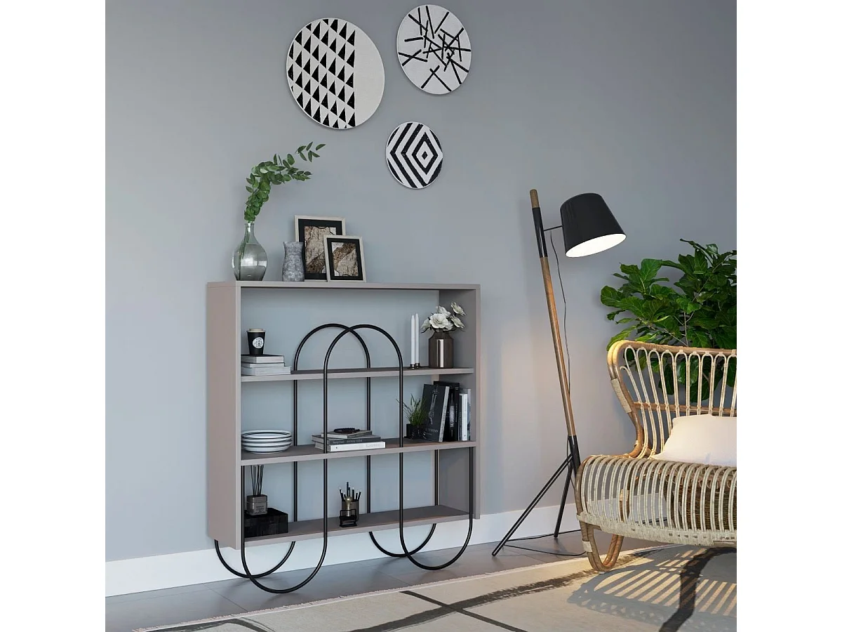 Aparador moderno – 96 x 99 x 25,5 cm – cor mocha claro – 100% MDF revestido de melamina