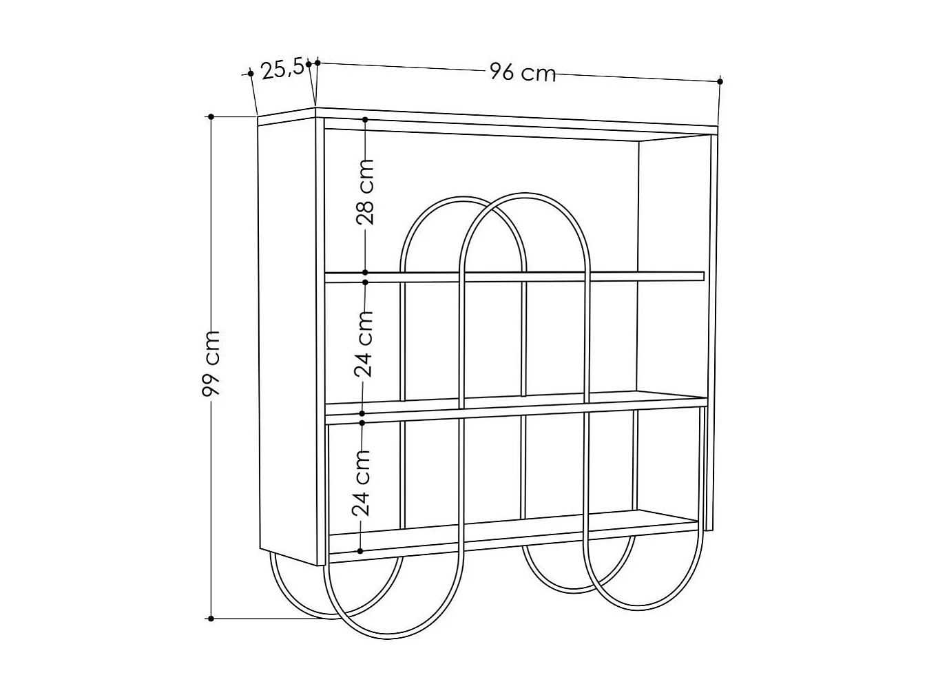 Aparador moderno – 96 x 99 x 25,5 cm – cor mocha claro – 100% MDF revestido de melamina