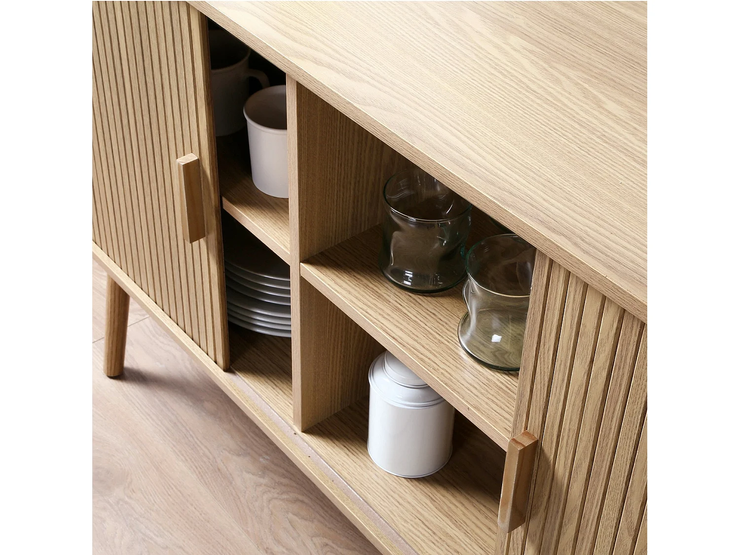 Buffet Vintage Décor Bois 2 Portes Coulissantes L110cm - ERNEST