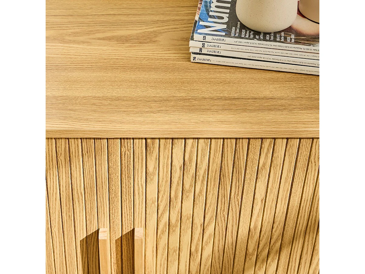 Vintage Sideboard Holzdekor 2 Schiebetüren - L110cm