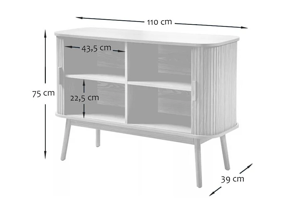Vintage Sideboard Holzdekor 2 Schiebetüren - L110cm