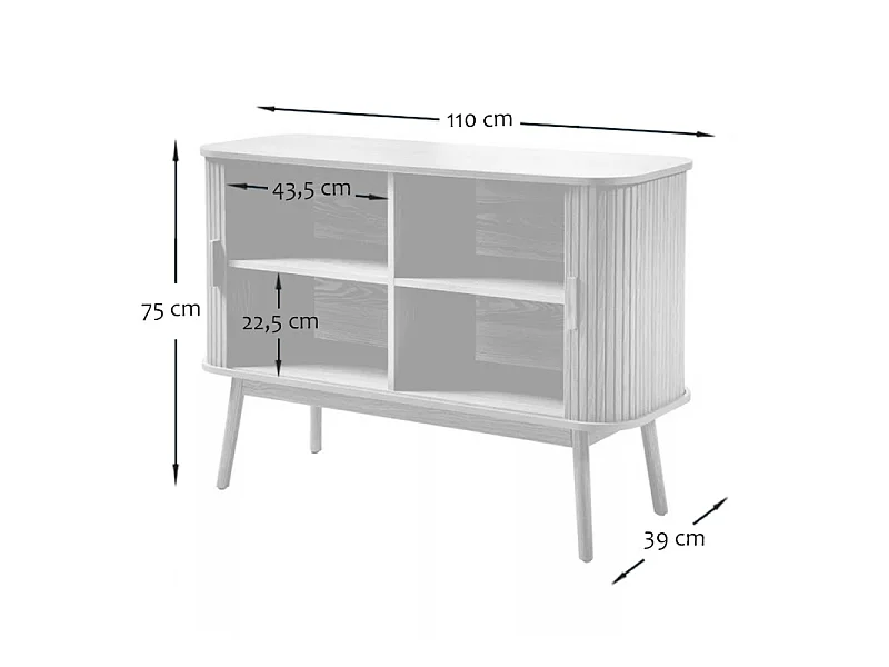 Buffet Vintage Décor Bois 2 Portes Coulissantes L110cm - ERNEST
