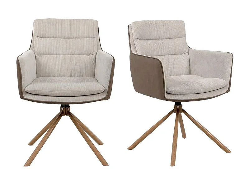 Lot de 2 Chaises Beiges et Décor Bois L63 cm - Logan