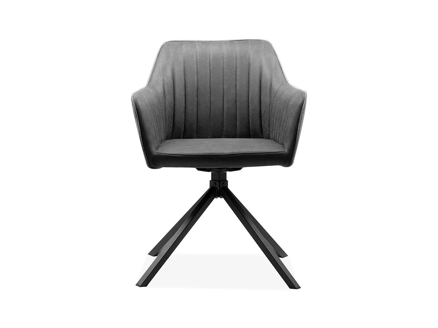 Set van 2 Antracietkleurige Stoelen met Zwarte Poten L60 cm - Ray